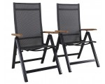 Amazon: Lot de 2 chaises pliantes avec dossier réglable avec accoudoirs en acacia FSC à 78,41€
