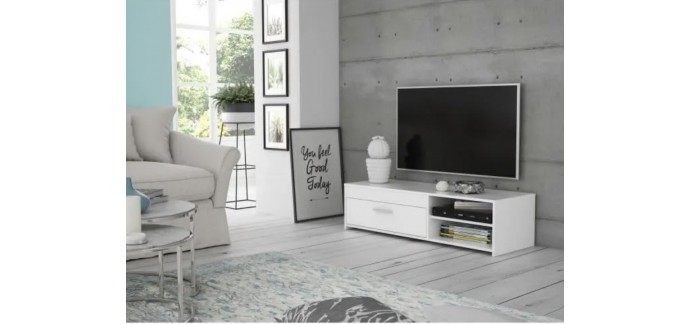 Cdiscount: Meuble TV blanc mat PILVI à 38,49€