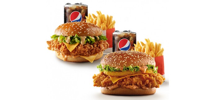 KFC: 2 menus au choix pour 8€