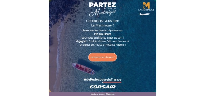 Corsair: 1 voyage d'une semaine pour 2 personnes en Martinique à gagner