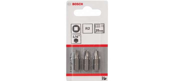 Amazon: Lot de 3 embouts de vissage Bosch extra-dure pour vis à carré creux à 4,24€