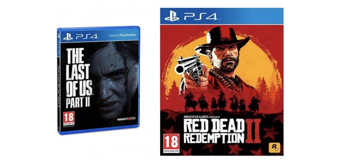 Amazon: Jeu The Last of Us Part II & Red Dead Redemption 2 sur PS4 à 33,99€