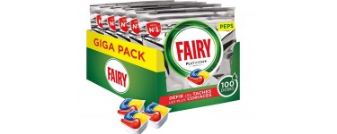Amazon: [Prime] Pastilles Lave-Vaisselle Fairy Platinum+ Tout-en-1 Citron - 100 doses (5x20) à 15,25€