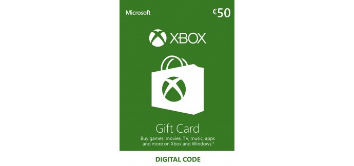 Eneba: Carte cadeau Xbox Live de 50€ à 41,01€