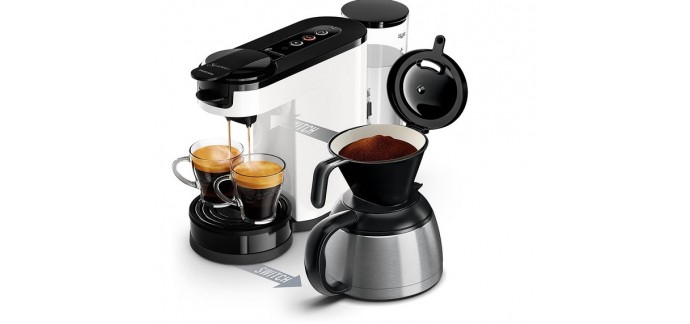 Amazon: Machine à café Philips HD6592/01 SENSEO Switch 2 en 1 (machine à dosettes + machine filtre) à 64,99€