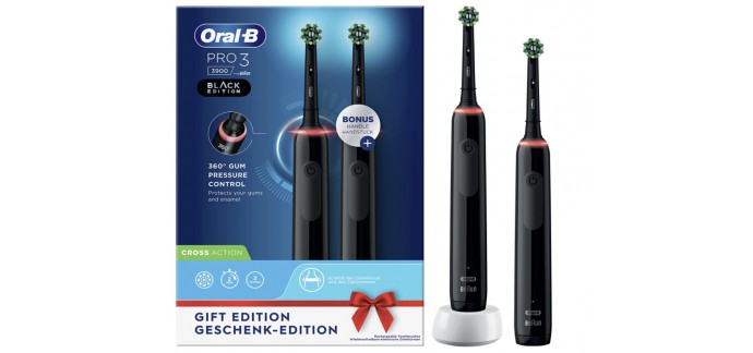 Amazon: Brosse à dents électrique rechargeable Oral-B Pro avec 2 manches à 40,99€ (dont 15€ via ODR)