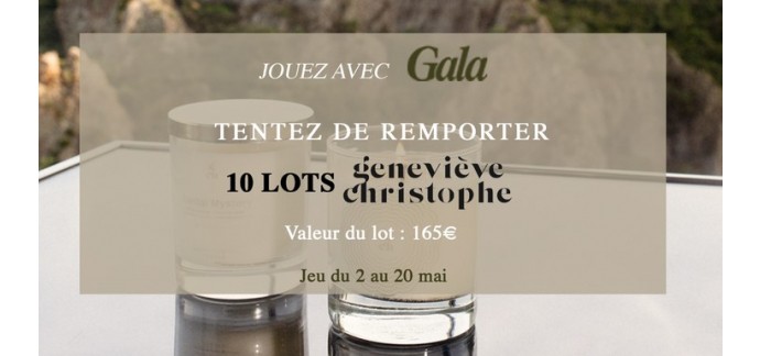 Gala: 10 lots Geneviève Christophe composé d’une bougie parfumée et d'un set de bain à gagner