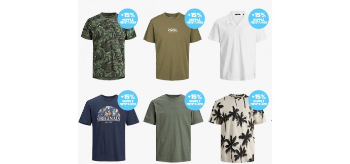 JACK & JONES: 15% de réduction supplémentaire sur les t-shirts déjà en promotion jusqu'à -70%