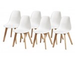 Cdiscount: Lot de 6 Chaises SACHA pieds en Hévéa - Blanc - L 46 x P 53 x H 82 à 109,99€