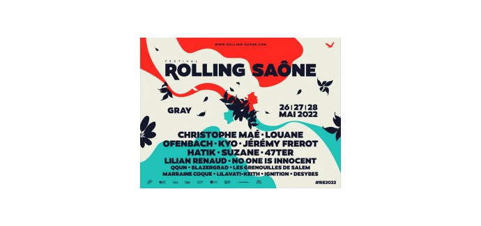 FranceTV: Des pass 3 jours pour le festival "Rolling Saône" du 26 au 28 mai à Gray à gagner