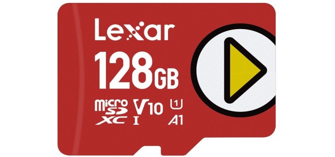 Amazon: Carte mémoire microSDXC UHS-I Lexar Play - 128Go, jusqu'à 150 Mo/s à 9,99€