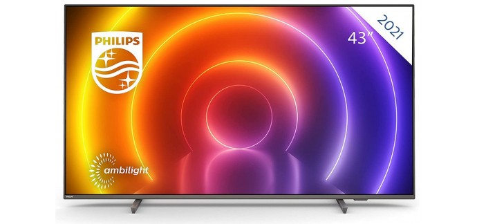 Amazon: TV LED 43" Philips 43PUS8106/12 - 4K UHD HDR Android TV, Technologie Ambilight, Dobly à 399€