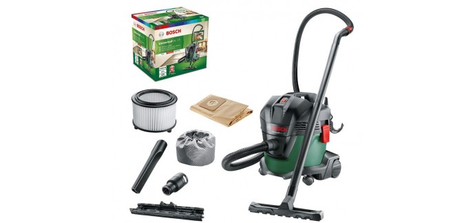 Amazon: Aspirateur eau et poussière Bosch Universalvac 15 (Livré avec set d'accessoires) à 76,99€