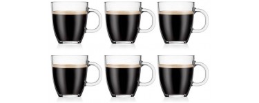 Amazon: Set de 6 mugs à café Bodum Bistro - 0,30L, Verre trempé à 14€