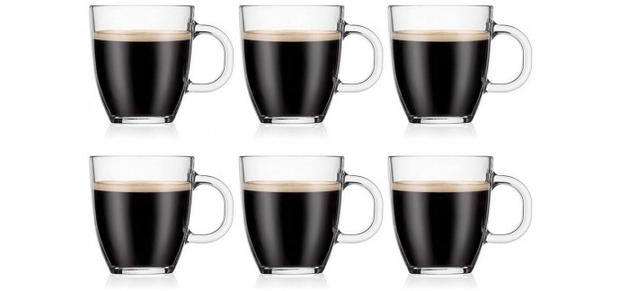 Amazon: Set de 6 mugs à café Bodum Bistro - 0,30L, Verre trempé à 14€