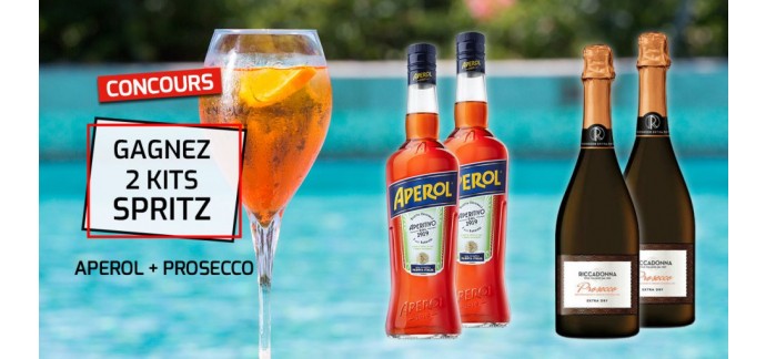 Relais du Vin & Co: 2 kits spritz comportant 2 bouteilles d'Aperol + 2 bouteilles de Prosecco à gagner