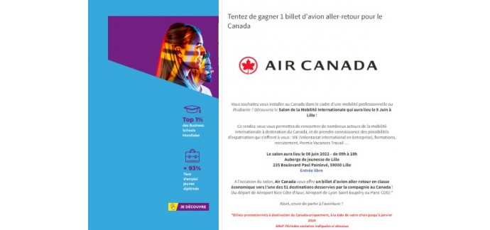 L'Etudiant: 1 billet d'avion A/R pour le Canada à gagner