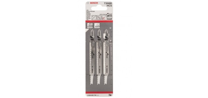 Amazon: Lot de 3 lames de scie sauteuse pour le bois Bosch Accessories 2608663750 à 4,03€