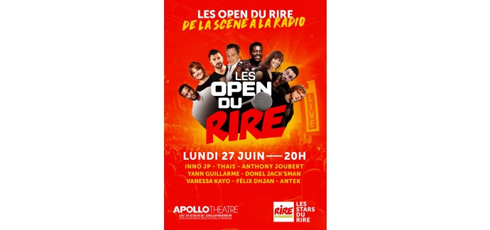Rire et chansons: Des invitations pour le spectacle "Open du rire" le 27 juin à Paris à gagner