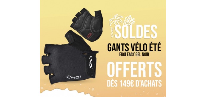 EKOÏ: Gants vélo été Easy Gel Noir offerts dès 149€ d'achat pendant les soldes