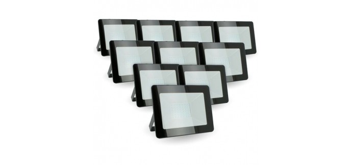 ManoMano: Lot de 10 projecteurs LED 30W IP65 extérieur - couleur blanc chaud 3000K à 80,91€