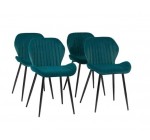 Cdiscount: Lot de 4 chaises Porto - Pieds métal, Bleu canard en solde à 129,99€