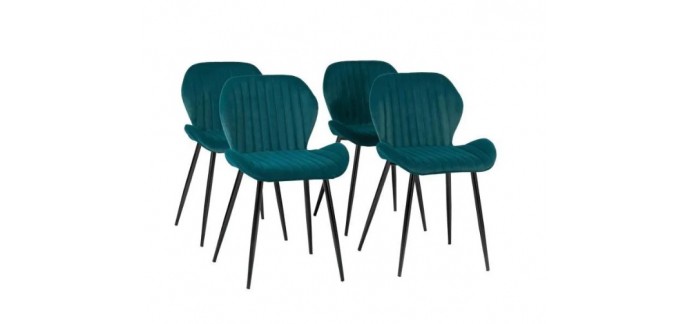Cdiscount: Lot de 4 chaises Porto - Pieds métal, Bleu canard en solde à 129,99€