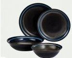 Alinéa: Lot de 4 assiettes plate en porcelaine ferru - D23cm, Noir en solde à 9,60€