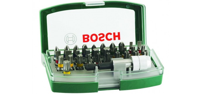 Amazon:  Jeu d'embouts de tournevis Bosch 32 pièces avec code couleur à 9,19€