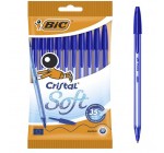 Amazon: Lot de 10 Stylos-Bille BIC Cristal Soft Pointe Moyenne (1,2 mm) - Bleu à 2,65€