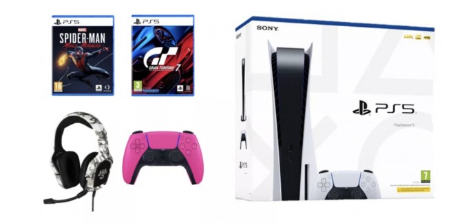 Boulanger: Console PS5 + 2 jeux (Spiderman Morales et Gran Turismo 7) + 2e manette PS5 + casque Konix à 749,99€