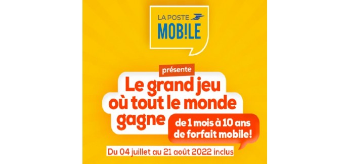 La Poste Mobile: 1 mois à 10 ans de forfait téléphonique SIM La Poste Mobile à gagner