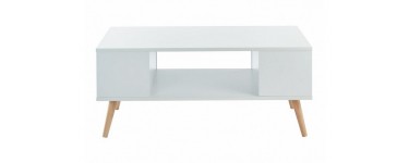 Auchan: Table basse Malmo 3 niches avec pieds bois massif - L90cm à 49,90€