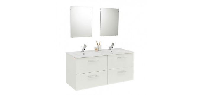 Castorama: Ensemble meuble de salle de bain Pyxis : sous vasque + plan vasque en céramique + 2 miroirs à 199€