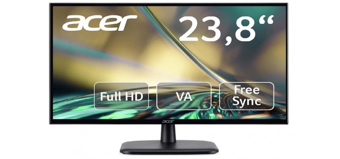Amazon: Écran PC 23.8" Acer EK240YC - FHD, IPS, 75Hz, AMD FreeSync, 5 ms à 99,99€