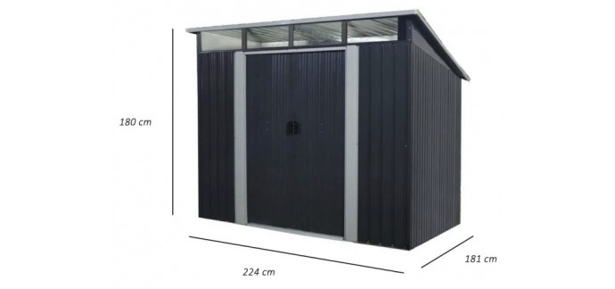 Cdiscount: Abri de jardin en métal 4,59 m2 - Kit d'ancrage inclus - Gris anthracite à 195,96€