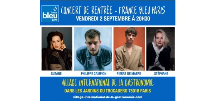 France Bleu: 4 invitations VIP pour le concert "France Bleu" au Trocadéro le 02 septembre à Paris à gagner