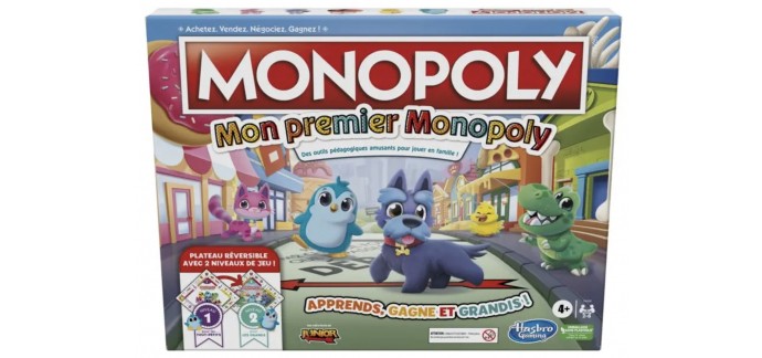 Amazon: Jeu de plateau Mon Premier Monopoly pour enfants dès 4 ans à 16,50€