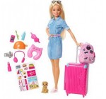 Amazon: Coffret Barbie Voyage avec Poupée et Chien à 17,45€