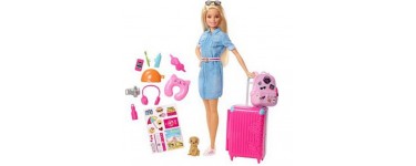 Amazon: Coffret Barbie Voyage avec Poupée et Chien à 17,45€