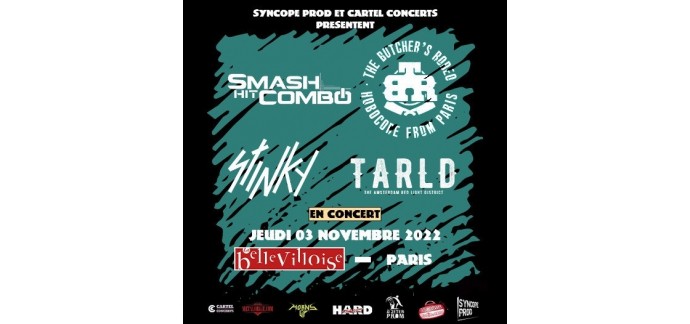 La Grosse Radio: 2 invitations pour le concert de Smash Hit Combo le 03 novembre à Paris à gagner