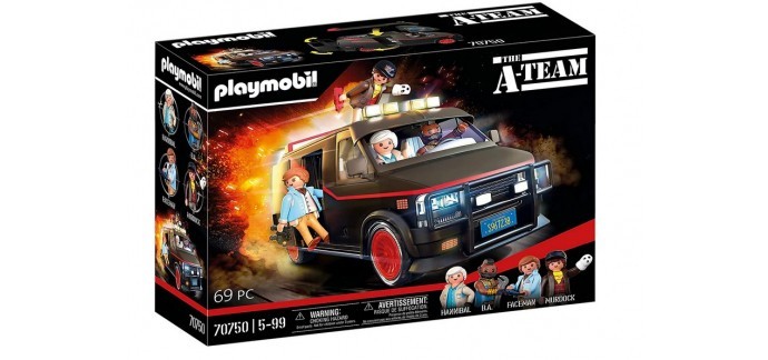 Amazon: PLAYMOBIL Le Fourgon de l'Agence tous risques - 70750 à 41,50€