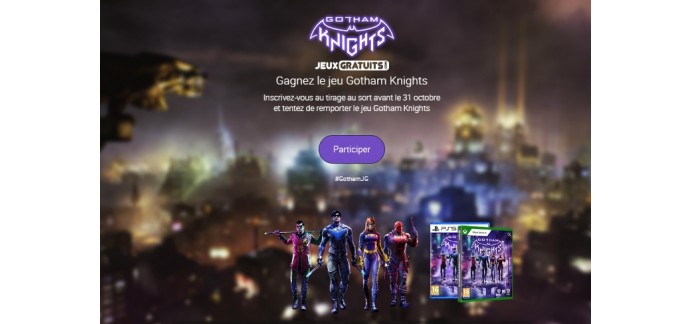 Jeux-Gratuits.com: 1 jeu vidéo PS5 ou Xbox Series X "Gotham Knights" à gagner
