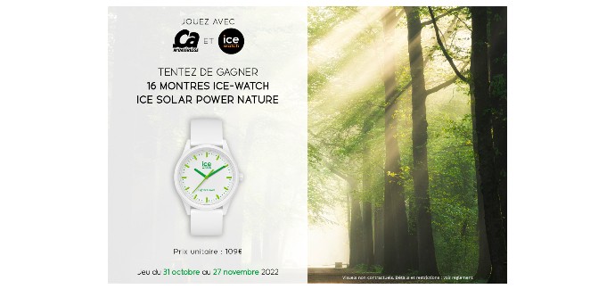 Ça m'intéresse: 16 montres Ice-Watch "Solar Power Nature" à gagner