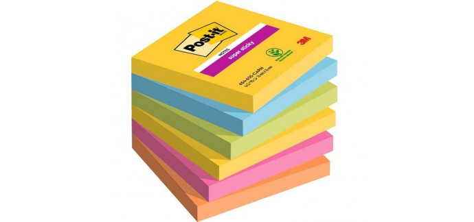 Amazon: Post-it Notes Super Sticky - Couleurs Carnival, 6 blocs à 9,99€