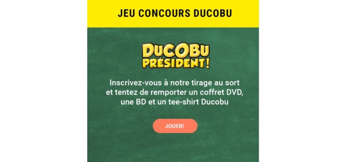 E.Leclerc: 10 lots comportant 1 coffret DVD du film "Ducobu" + 1 BD + 1 t-shirt à gagner