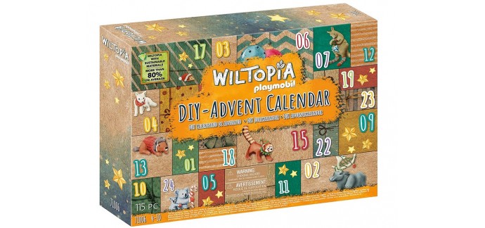 Amazon: Playmobil Wiltopia Calendrier de l'Avent Tour du Monde Animaux DIY - 71006 à 19,90€