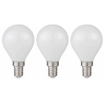 Leroy Merlin: Lot de 3 ampoules led sphérique E14, 470Lm = 40W, blanc chaud, LEXMAN à 3€