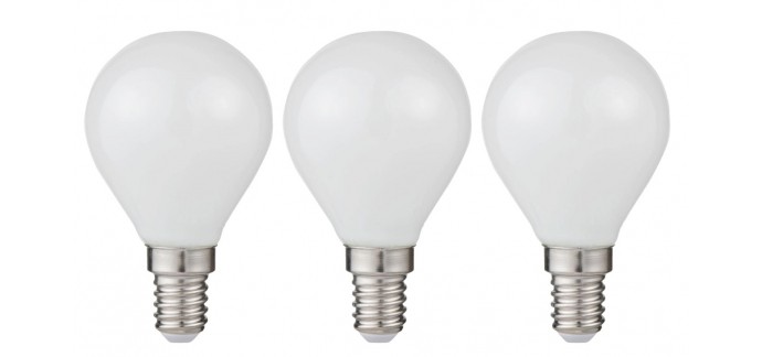 Leroy Merlin: Lot de 3 ampoules led sphérique E14, 470Lm = 40W, blanc chaud, LEXMAN à 3€