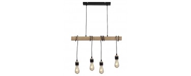 Cdiscount: Suspension DETROIT en bois - Style industriel - 4 têtes - 7 x 70 x H150 cm à 19,99€